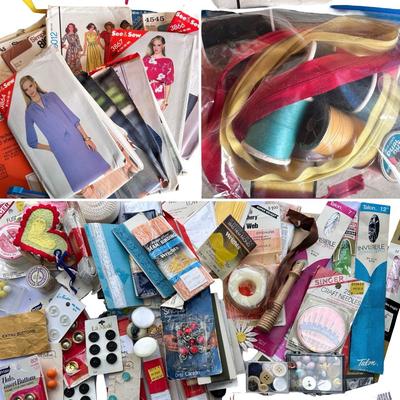 Big Lot of Vintage Sewing Notions and Patterns
