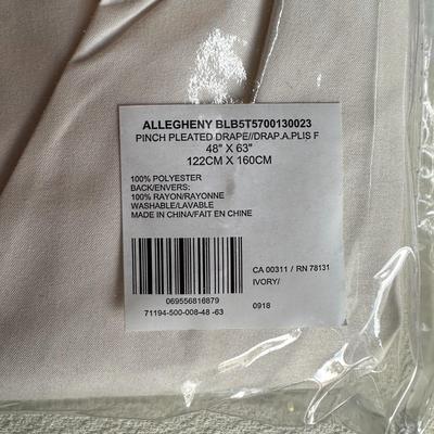 Pair of New Pinch Pleated Drapes 48" x 63" Ivory Colored