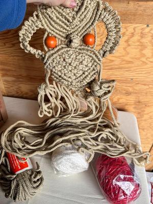 Big Bag of Mostly Unopened Macrame Craft Cord & 2 Pieces