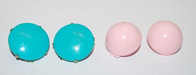 Collection of 2 Pairs EARRINGS - PINK & BLUE Circles with Snap-On Clasps
