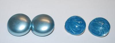 Collection of 2 Pairs EARRINGS - Blue Swirl & Shiny Blue Dot with Snap-On Clasps