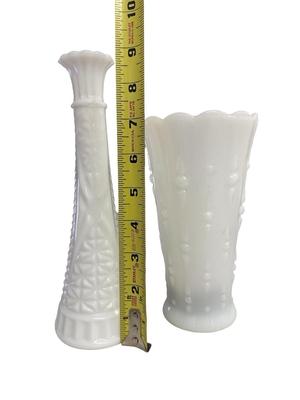 2 Milk Glass Vases