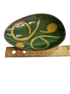 2 Decorative Items- Glazed Dish and Wood Turned Piece from OR