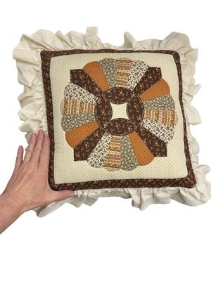 Brown Blanket with 2 Quilt Pattern Pillows