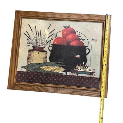Framed Country Still Life Folk Art Style