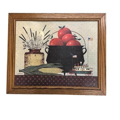 Framed Country Still Life Folk Art Style