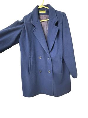 2 Women's Winter Coats/Jackets: Forecaster Royal Blue Long Peacoat Style and Black Fleece