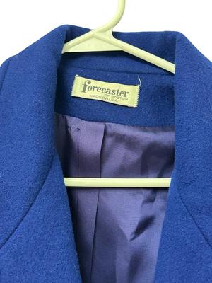 2 Women's Winter Coats/Jackets: Forecaster Royal Blue Long Peacoat Style and Black Fleece