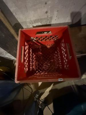 3 red milk crates