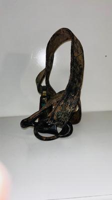 ANTIQUE JERSEY BELL ON LEATHER STRAP