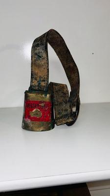 ANTIQUE JERSEY BELL ON LEATHER STRAP