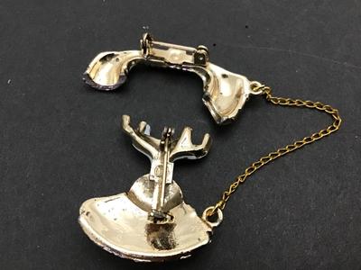 Vintage Telephone Brooch Sweater clip. Enamel