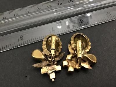 Coro Topaz Amber Signed Clip on Earrings