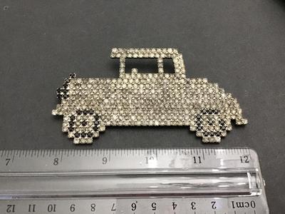 Bauer Signed XLarge 4 Inch Rhinestone Car Vintage