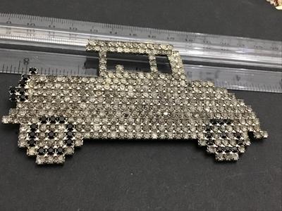 Bauer Signed XLarge 4 Inch Rhinestone Car Vintage