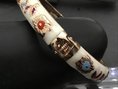 Enamel Hinged Bracelet. Signed