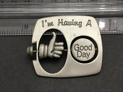 Signed JJ Good Day Bad Day Flip Brooch Vintage