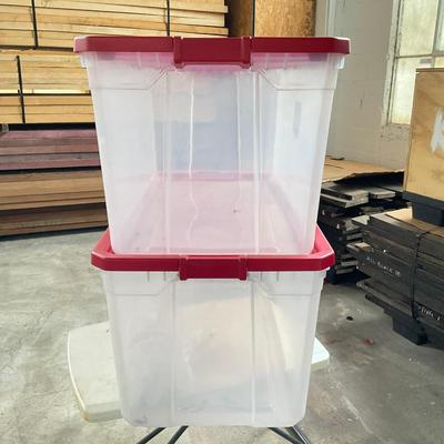 1072 Two Large Sterlite 50 Gallon Storage Bins