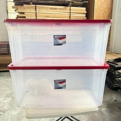 1072 Two Large Sterlite 50 Gallon Storage Bins