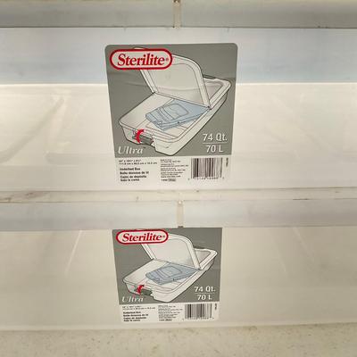 1074 Lot Of Three Low Sterlite & Rubbermaid Underbed Bins