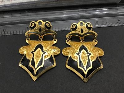 Gold Black Enamel Edgar Berebi statement Earrings