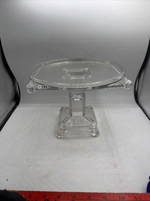 Antique pressed glass clear EAPG #75 Adams glass cake stand