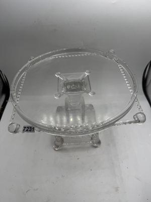 Antique pressed glass clear EAPG #75 Adams glass cake stand