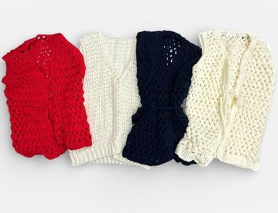 4 Handmade Crochet Vests, Not Sized