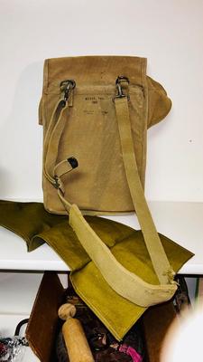 WORLD WAR II US ARMY M-1938 MAP CASE/DISPATCH SATCHEL AND M-1910 ARMY ISSUED CANTEEN OF THE SAME ERA