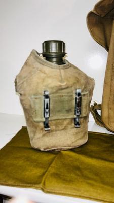 WORLD WAR II US ARMY M-1938 MAP CASE/DISPATCH SATCHEL AND M-1910 ARMY ISSUED CANTEEN OF THE SAME ERA