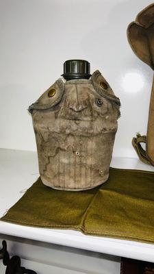 WORLD WAR II US ARMY M-1938 MAP CASE/DISPATCH SATCHEL AND M-1910 ARMY ISSUED CANTEEN OF THE SAME ERA
