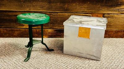 COW MILKING STOOL AND ALUMINUM EGG BOX