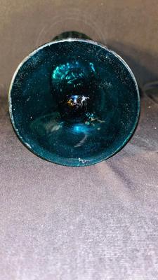 TALL TEAL EMPOLI ITALIAN TWISTED GLASS VASE