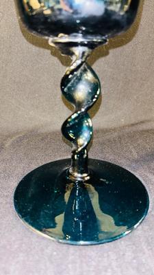 TALL TEAL EMPOLI ITALIAN TWISTED GLASS VASE
