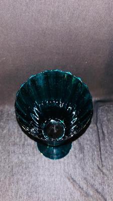 TALL TEAL EMPOLI ITALIAN TWISTED GLASS VASE