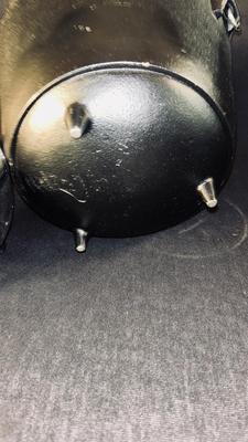 CAST IRON CAULDRON AND 2 MATCHING SMALLER CAULDRONS