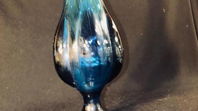 MCM VIKING EPIC BLUE ART GLASS SWUNG VASE