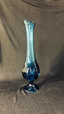 MCM VIKING EPIC BLUE ART GLASS SWUNG VASE