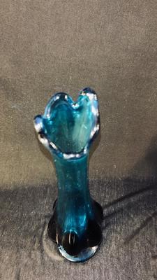 MCM VIKING EPIC BLUE ART GLASS SWUNG VASE