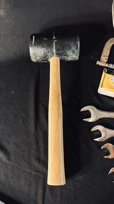 NICE SIZED RUBBER MALLET, SAE END WRENCHES , HACKSAW AND MORE!