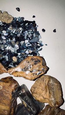 PETRIFIED WOOD AND IRIDESCENT STONES