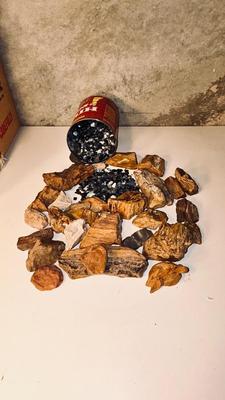 PETRIFIED WOOD AND IRIDESCENT STONES