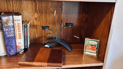 BOOK SHELF AND CONTENTS (BOOKS, DVDS & MORE)