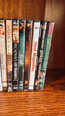 BOOK SHELF AND CONTENTS (BOOKS, DVDS & MORE)