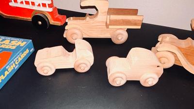 ALPHABET FLASH CARDS AND HANDMADE WOODEN TOYS.