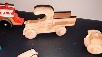 ALPHABET FLASH CARDS AND HANDMADE WOODEN TOYS.