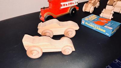 ALPHABET FLASH CARDS AND HANDMADE WOODEN TOYS.