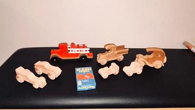 ALPHABET FLASH CARDS AND HANDMADE WOODEN TOYS.