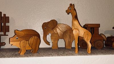 HANDMADE TOY TRUCKS AND ANIMALS