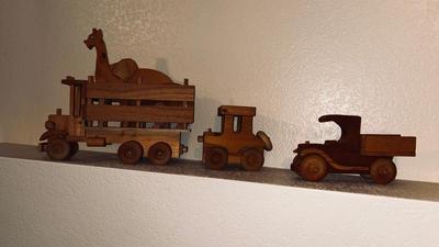 HANDMADE TOY TRUCKS AND ANIMALS
